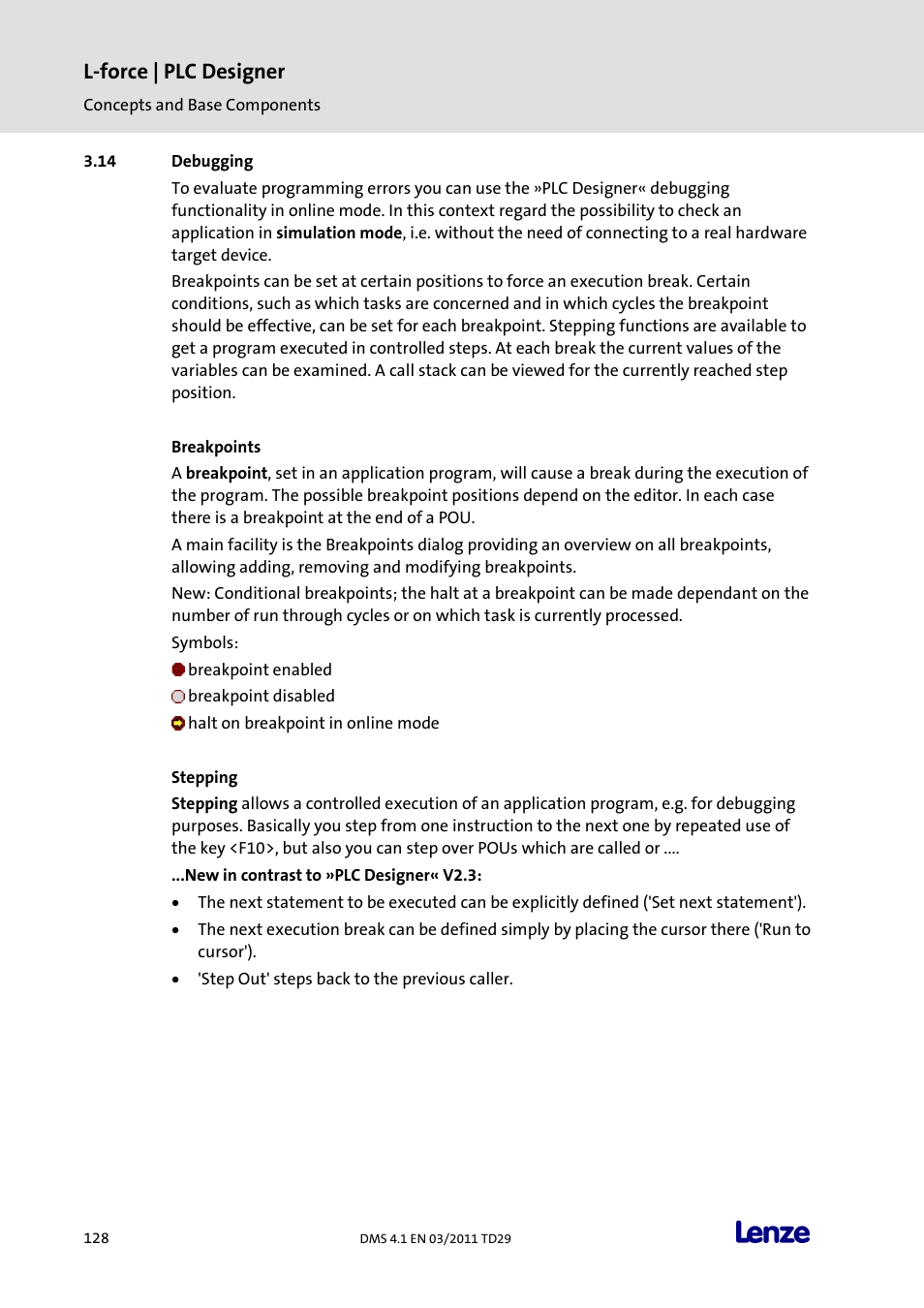 Debugging, L-force | plc designer | Lenze PLC Designer PLC Designer (R3-1) User Manual | Page 130 / 1170