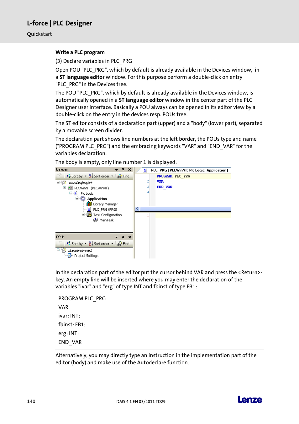 L-force | plc designer | Lenze PLC Designer PLC Designer (R3-1) User Manual | Page 142 / 1170