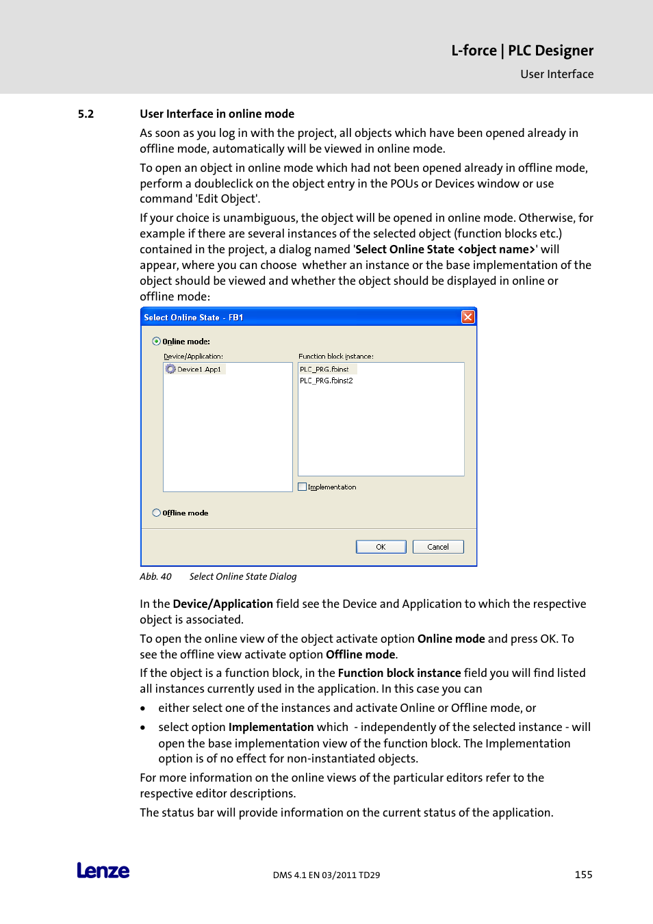 User interface in online mode, L-force | plc designer | Lenze PLC Designer PLC Designer (R3-1) User Manual | Page 157 / 1170