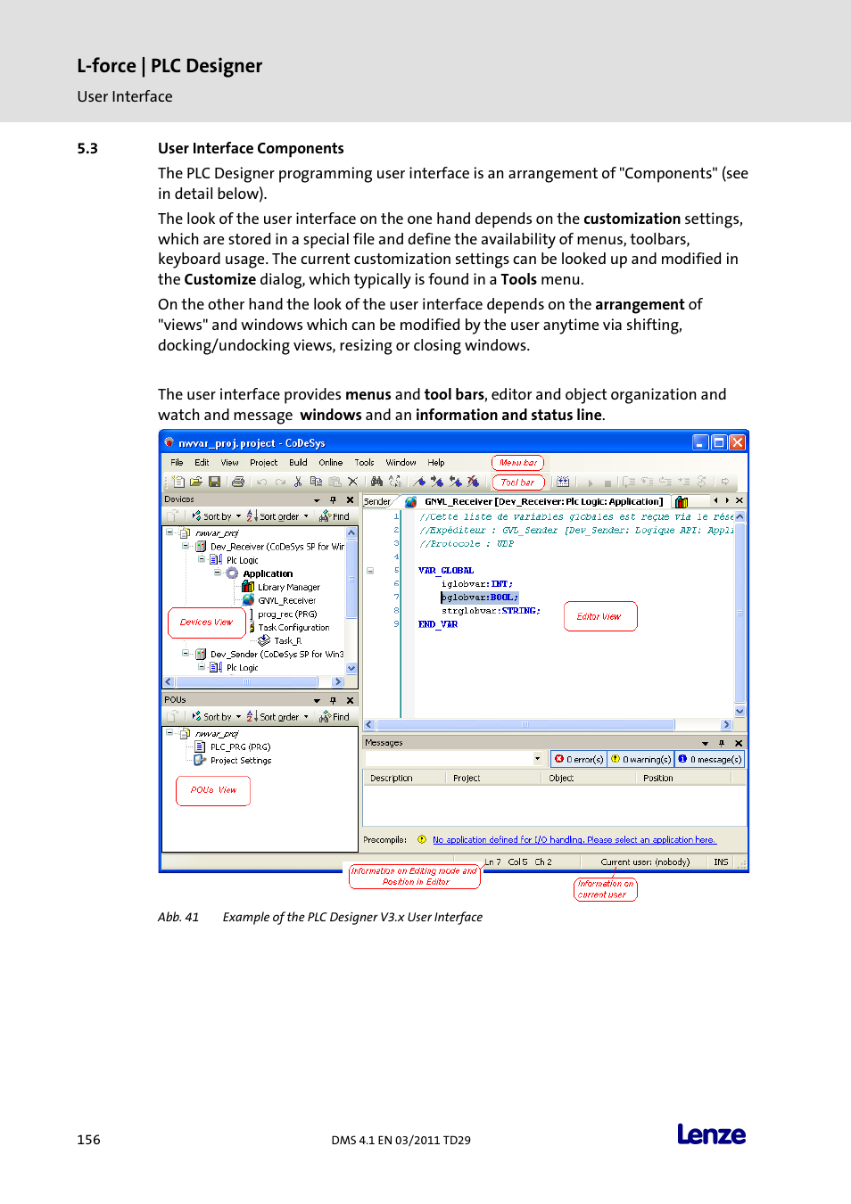 User interface components, L-force | plc designer | Lenze PLC Designer PLC Designer (R3-1) User Manual | Page 158 / 1170