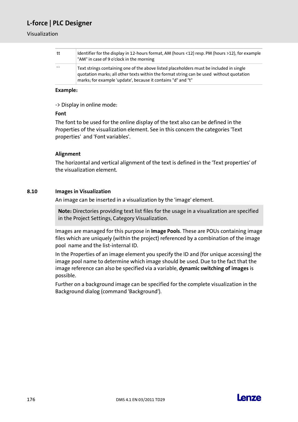 Images in visualization, L-force | plc designer | Lenze PLC Designer PLC Designer (R3-1) User Manual | Page 178 / 1170