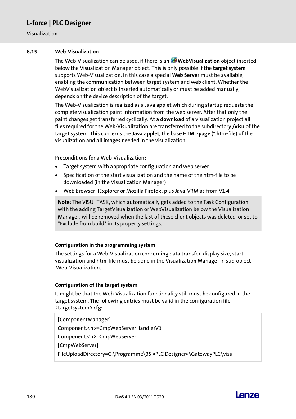 Web-visualization, L-force | plc designer | Lenze PLC Designer PLC Designer (R3-1) User Manual | Page 182 / 1170