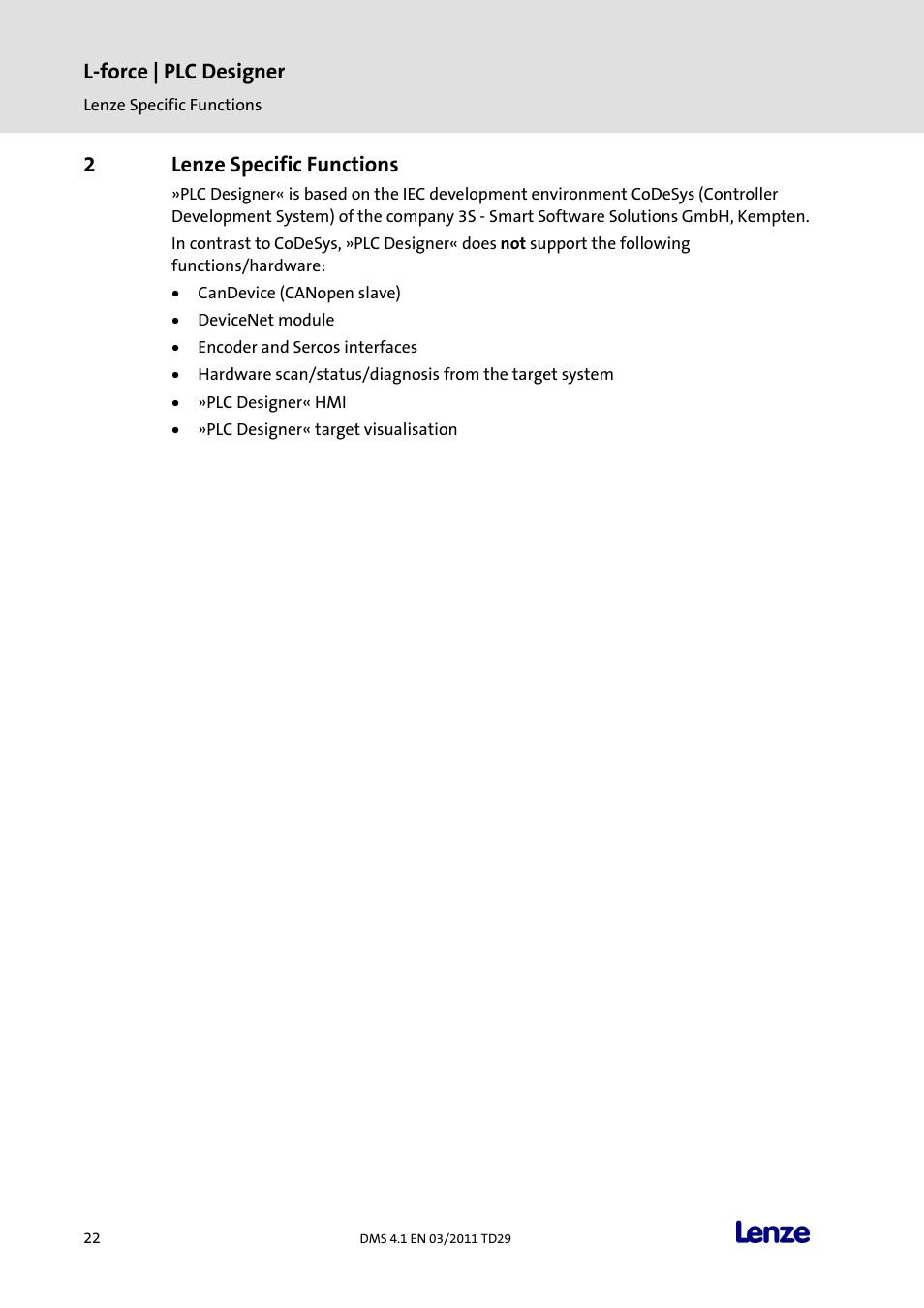 2 lenze specific functions, Lenze specific functions, L-force | plc designer | 2lenze specific functions | Lenze PLC Designer PLC Designer (R3-1) User Manual | Page 24 / 1170