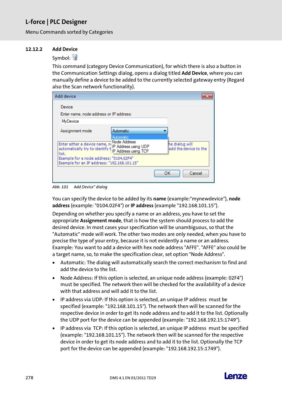 Add device, L-force | plc designer | Lenze PLC Designer PLC Designer (R3-1) User Manual | Page 280 / 1170