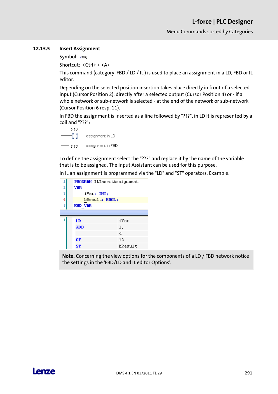 Insert assignment, L-force | plc designer | Lenze PLC Designer PLC Designer (R3-1) User Manual | Page 293 / 1170