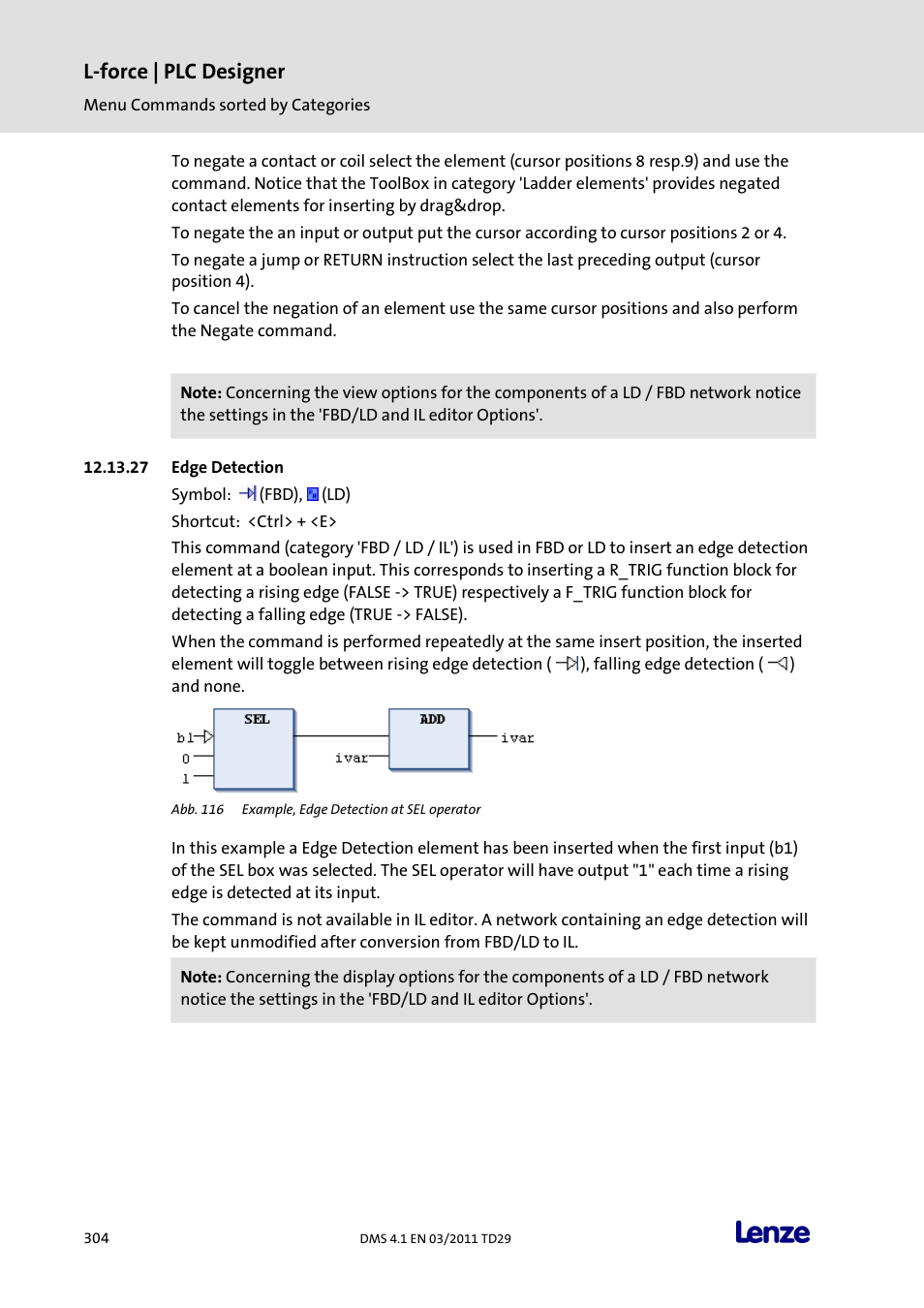 Edge detection, L-force | plc designer | Lenze PLC Designer PLC Designer (R3-1) User Manual | Page 306 / 1170