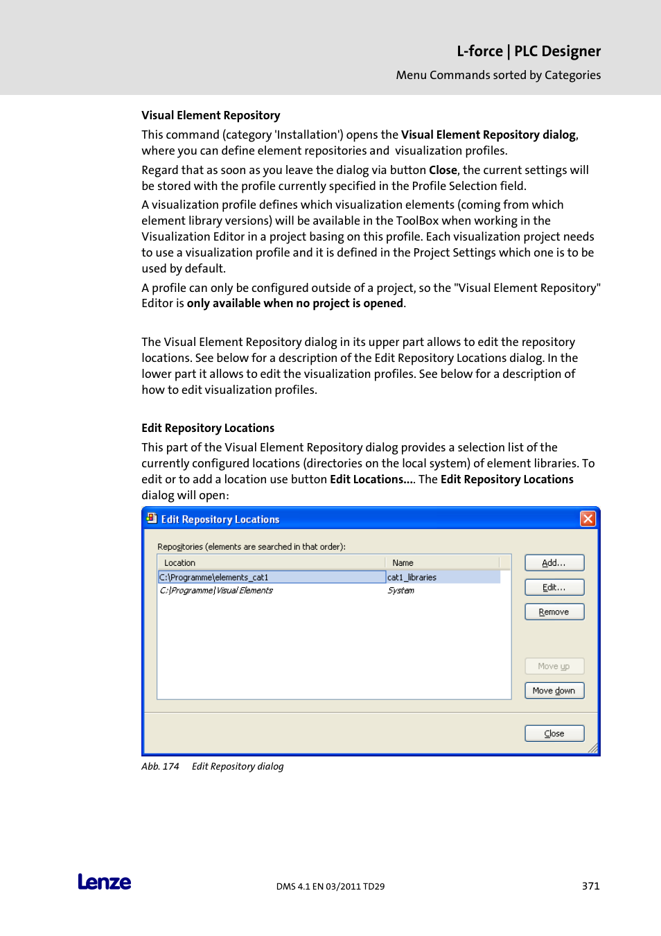 Visual element repository, L-force | plc designer | Lenze PLC Designer PLC Designer (R3-1) User Manual | Page 373 / 1170