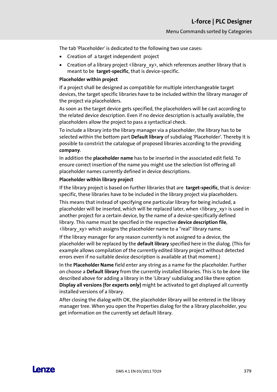 L-force | plc designer | Lenze PLC Designer PLC Designer (R3-1) User Manual | Page 381 / 1170