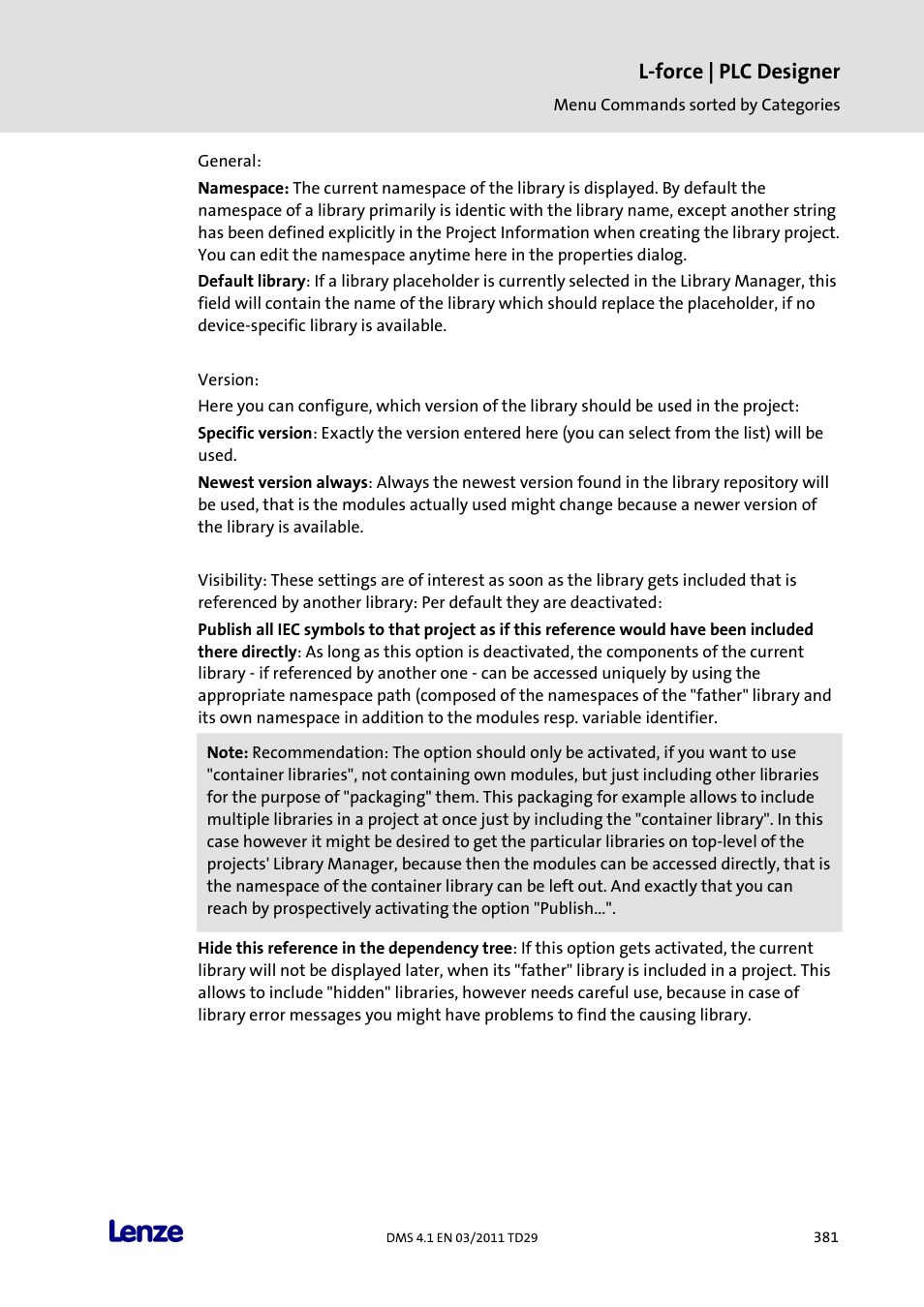 L-force | plc designer | Lenze PLC Designer PLC Designer (R3-1) User Manual | Page 383 / 1170