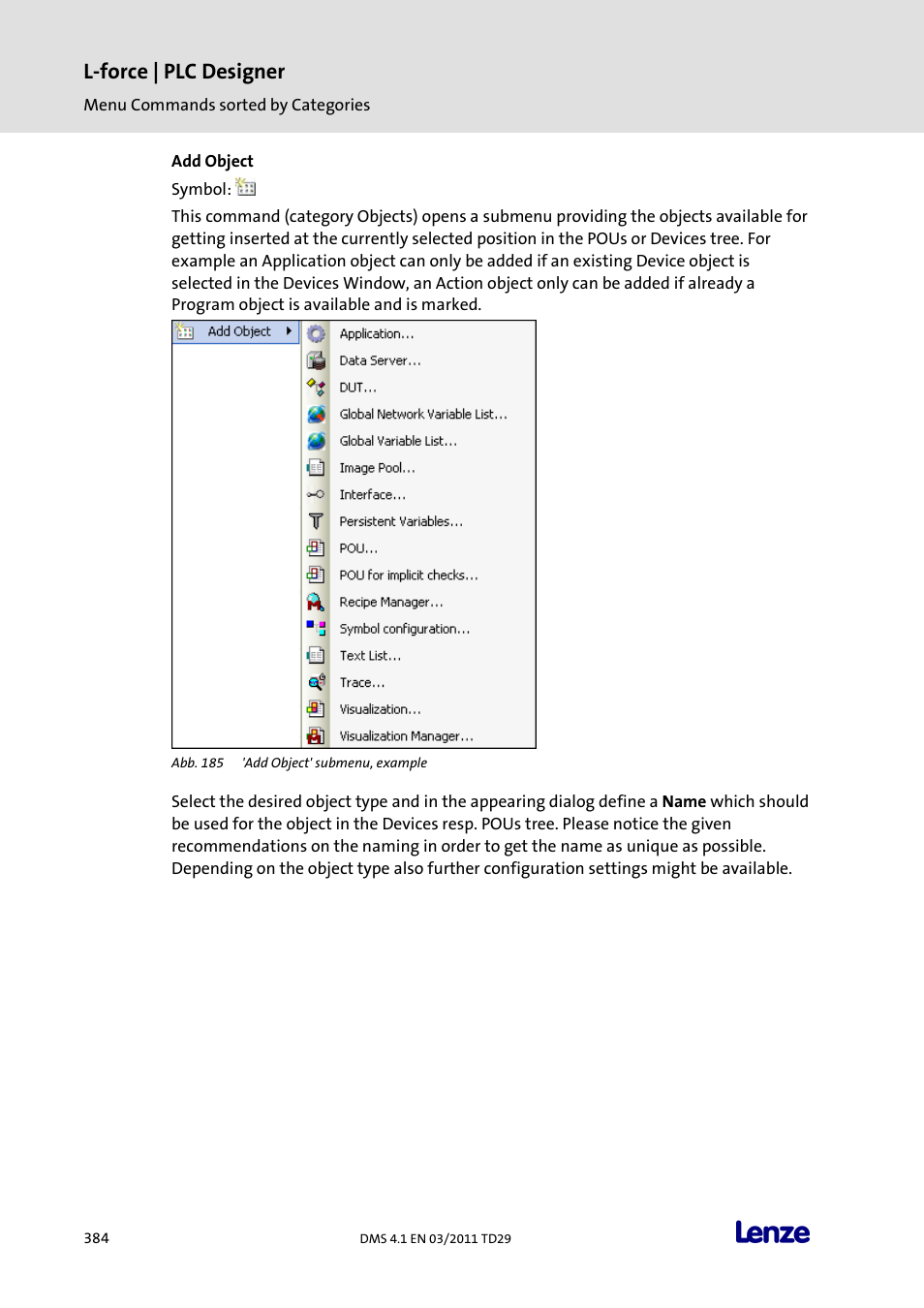 Add object, L-force | plc designer | Lenze PLC Designer PLC Designer (R3-1) User Manual | Page 386 / 1170