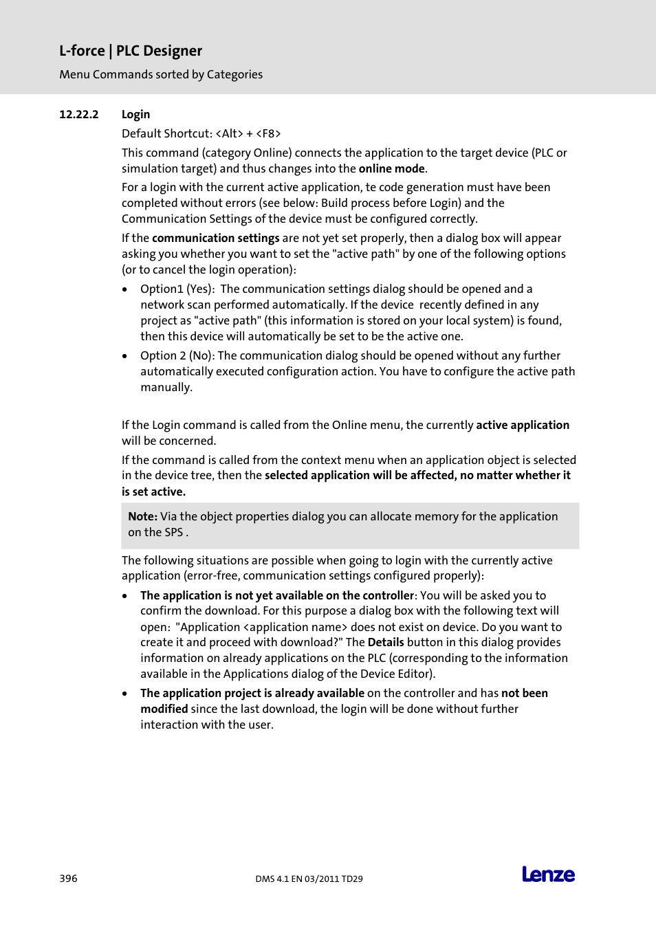 Login, L-force | plc designer | Lenze PLC Designer PLC Designer (R3-1) User Manual | Page 398 / 1170