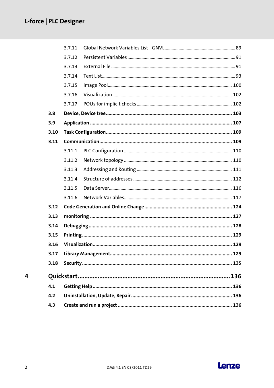 L-force | plc designer, Quickstart | Lenze PLC Designer PLC Designer (R3-1) User Manual | Page 4 / 1170