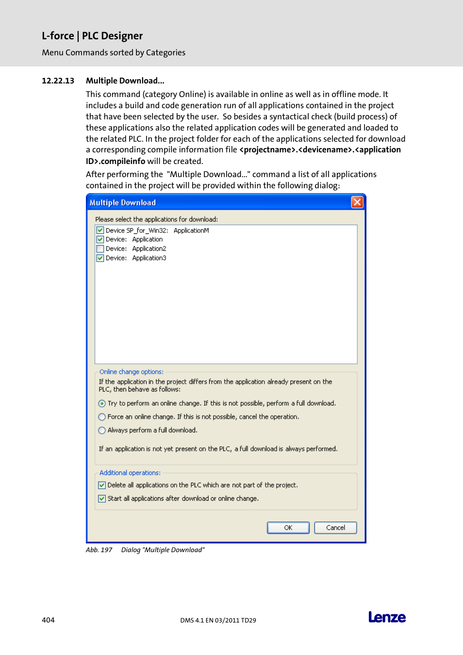 Multiple download, L-force | plc designer | Lenze PLC Designer PLC Designer (R3-1) User Manual | Page 406 / 1170