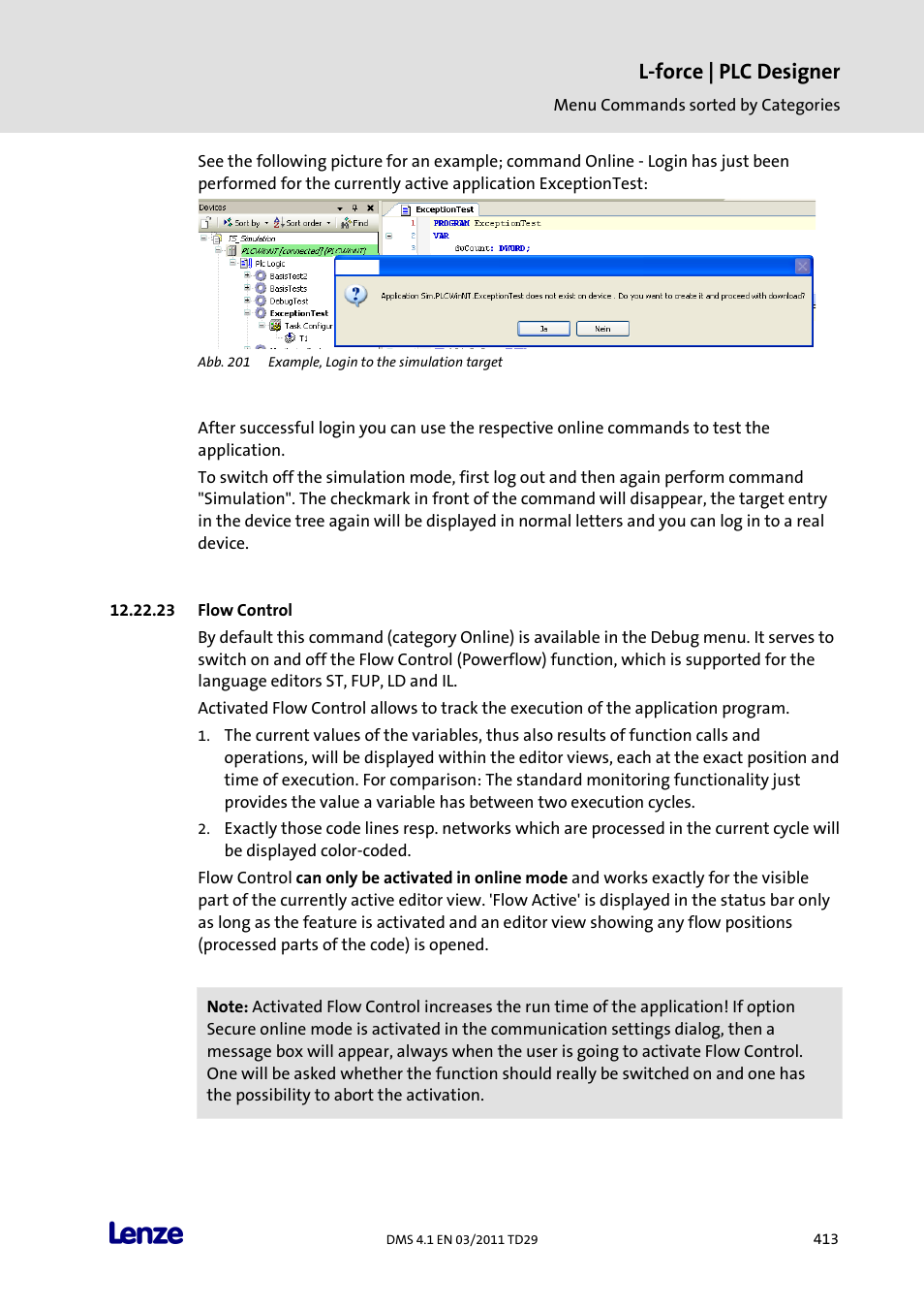 Flow control, L-force | plc designer | Lenze PLC Designer PLC Designer (R3-1) User Manual | Page 415 / 1170