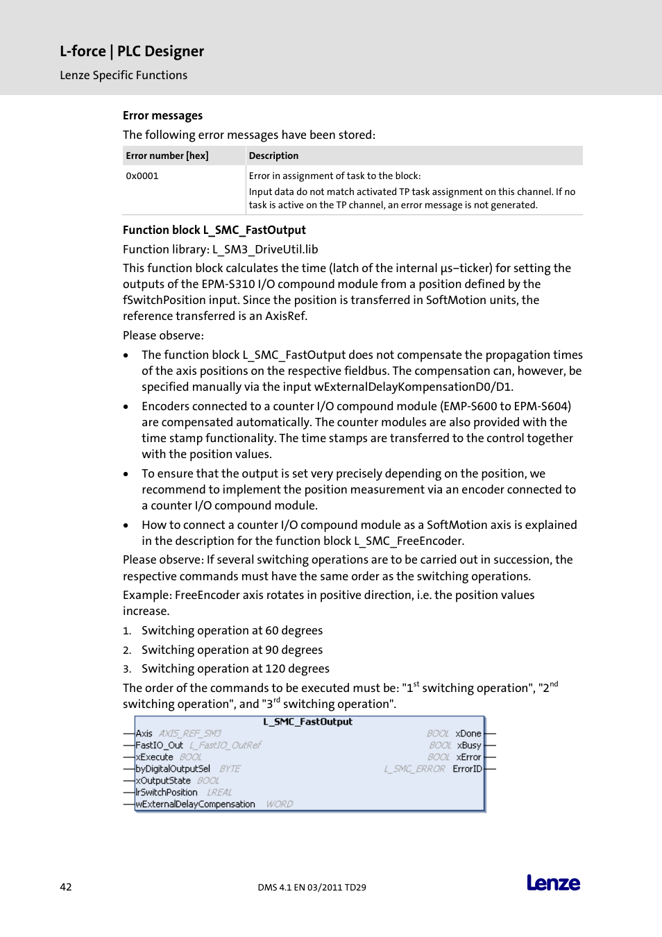 Function block l_smc_fastoutput, L-force | plc designer | Lenze PLC Designer PLC Designer (R3-1) User Manual | Page 44 / 1170