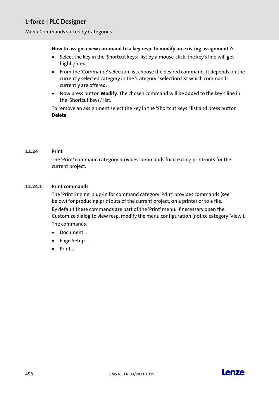 Print, Print commands, L-force | plc designer | Lenze PLC Designer PLC Designer (R3-1) User Manual | Page 460 / 1170