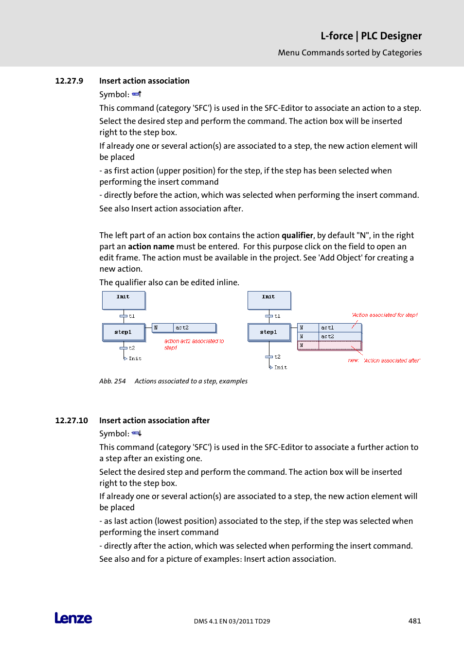 Insert action association, Insert action association after, L-force | plc designer | Lenze PLC Designer PLC Designer (R3-1) User Manual | Page 483 / 1170