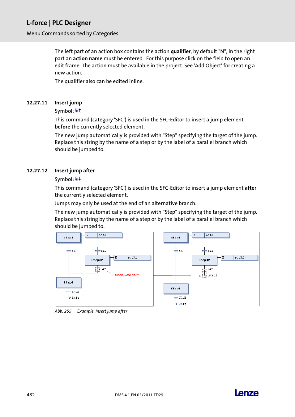 Insert jump, Insert jump after, L-force | plc designer | Lenze PLC Designer PLC Designer (R3-1) User Manual | Page 484 / 1170