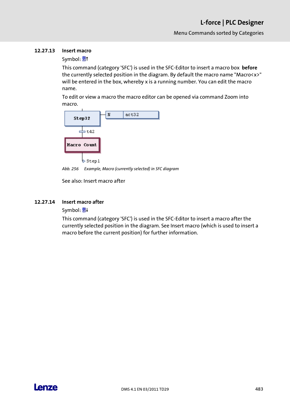 Insert macro, Insert macro after, L-force | plc designer | Lenze PLC Designer PLC Designer (R3-1) User Manual | Page 485 / 1170