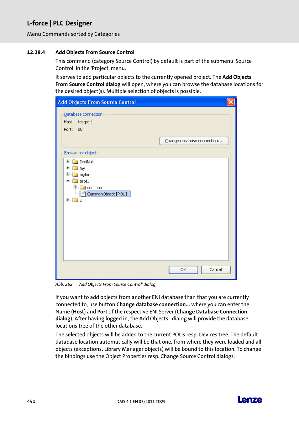 Add objects from source control, L-force | plc designer | Lenze PLC Designer PLC Designer (R3-1) User Manual | Page 492 / 1170
