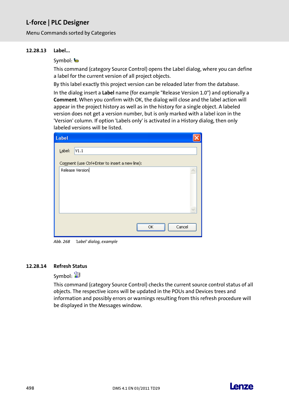 Label, Refresh status, L-force | plc designer | Lenze PLC Designer PLC Designer (R3-1) User Manual | Page 500 / 1170
