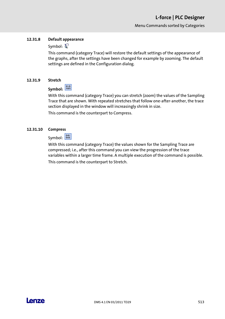 Default appearance, Stretch, Compress | L-force | plc designer | Lenze PLC Designer PLC Designer (R3-1) User Manual | Page 515 / 1170