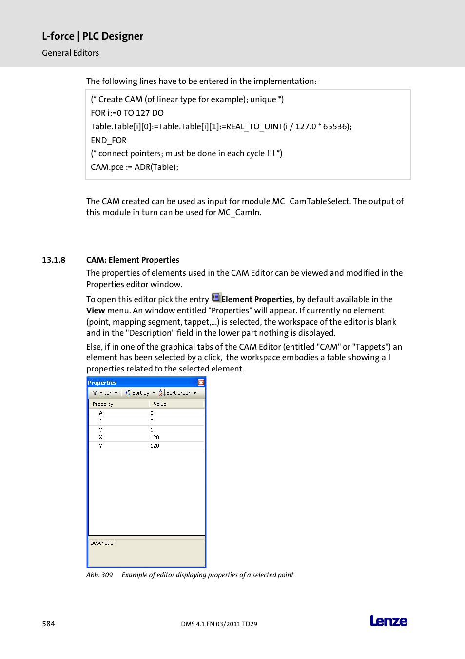 Cam: element properties, L-force | plc designer | Lenze PLC Designer PLC Designer (R3-1) User Manual | Page 586 / 1170