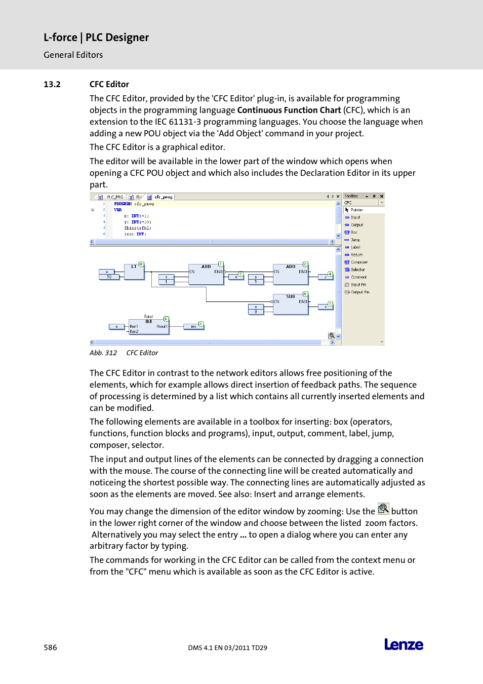 Cfc editor, L-force | plc designer | Lenze PLC Designer PLC Designer (R3-1) User Manual | Page 588 / 1170