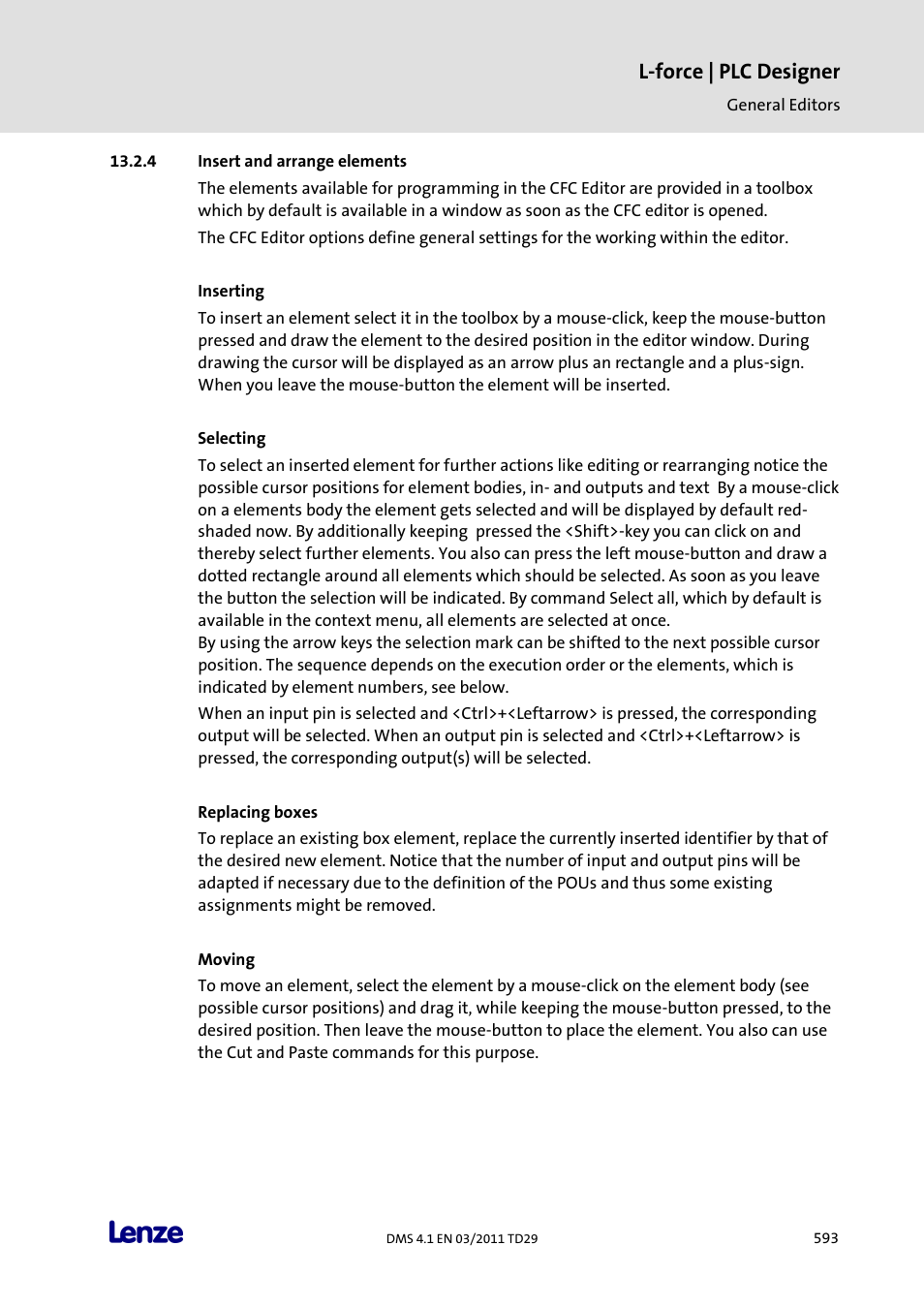 Insert and arrange elements, L-force | plc designer | Lenze PLC Designer PLC Designer (R3-1) User Manual | Page 595 / 1170