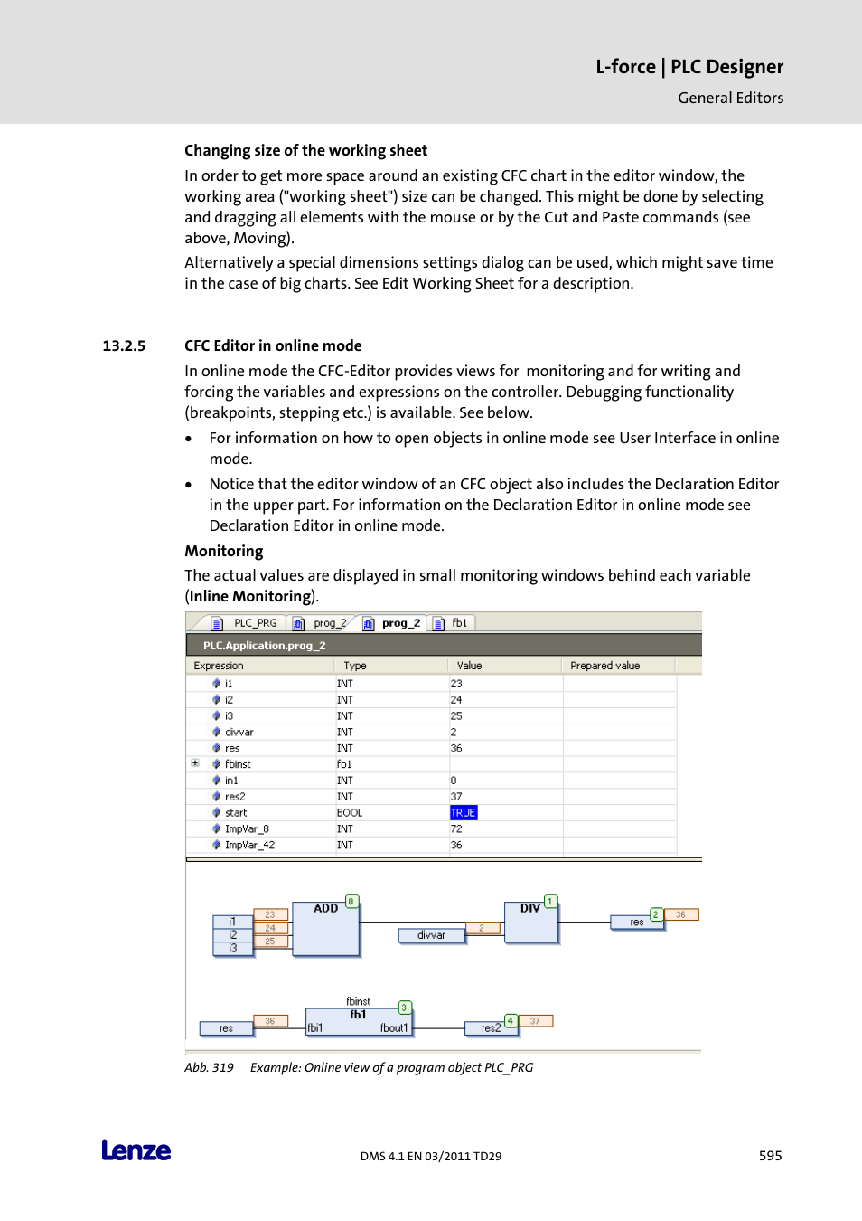 Cfc editor in online mode, L-force | plc designer | Lenze PLC Designer PLC Designer (R3-1) User Manual | Page 597 / 1170