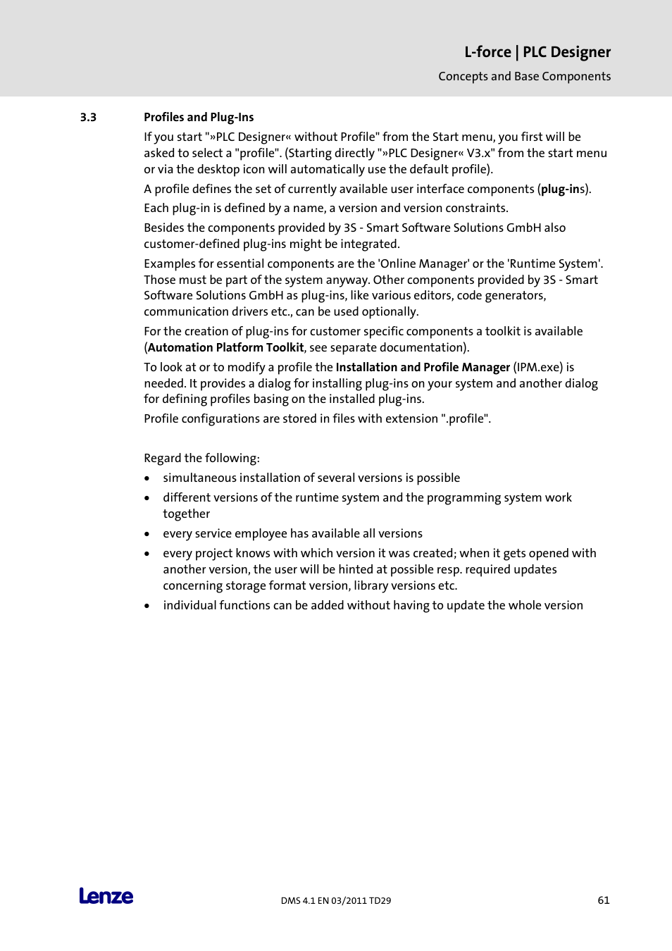 Profiles and plug-ins, L-force | plc designer | Lenze PLC Designer PLC Designer (R3-1) User Manual | Page 63 / 1170