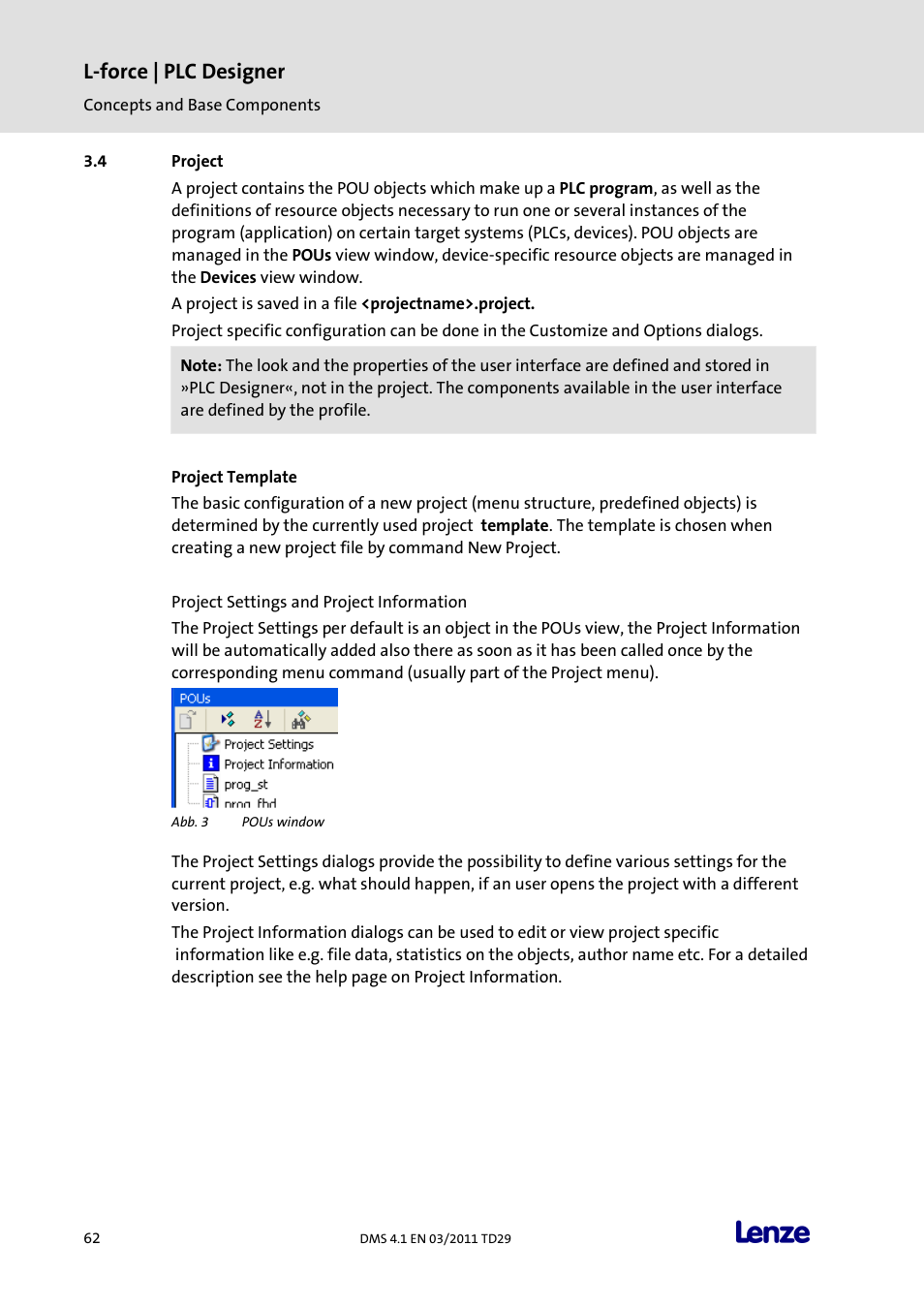 Project, L-force | plc designer | Lenze PLC Designer PLC Designer (R3-1) User Manual | Page 64 / 1170