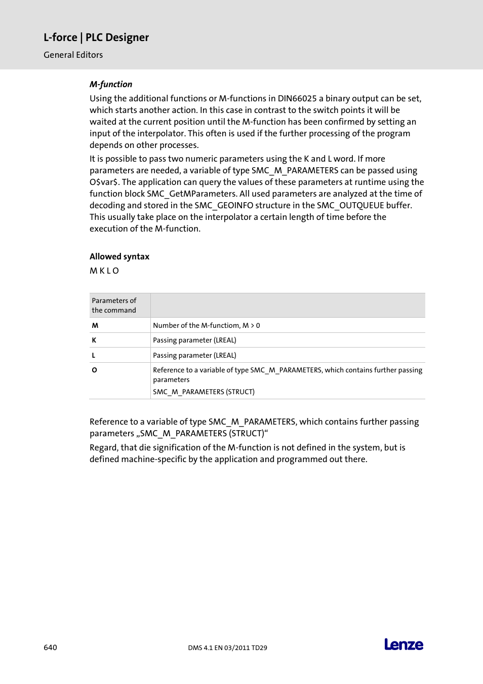 M-function, L-force | plc designer | Lenze PLC Designer PLC Designer (R3-1) User Manual | Page 642 / 1170