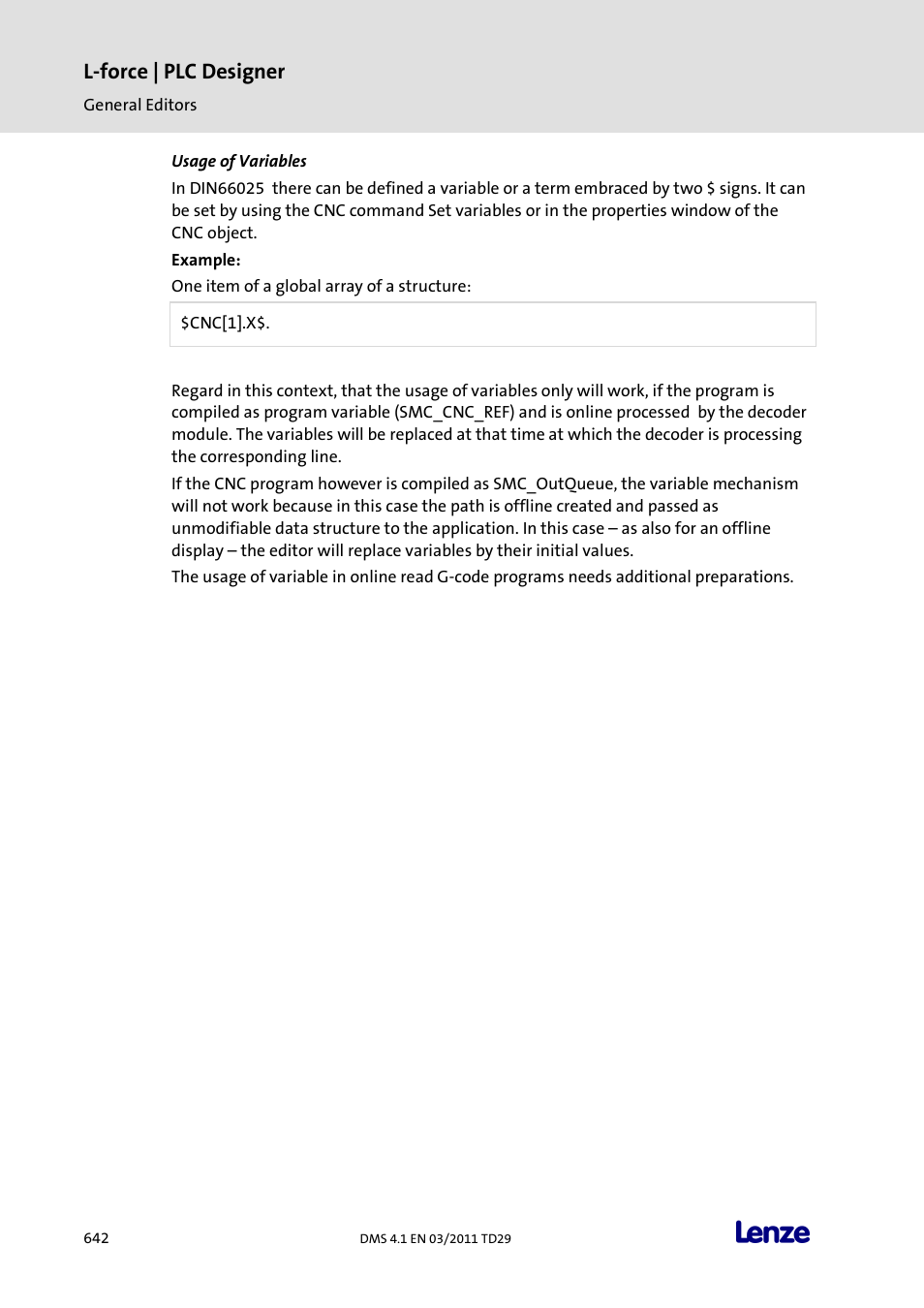 Usage of variables, L-force | plc designer | Lenze PLC Designer PLC Designer (R3-1) User Manual | Page 644 / 1170
