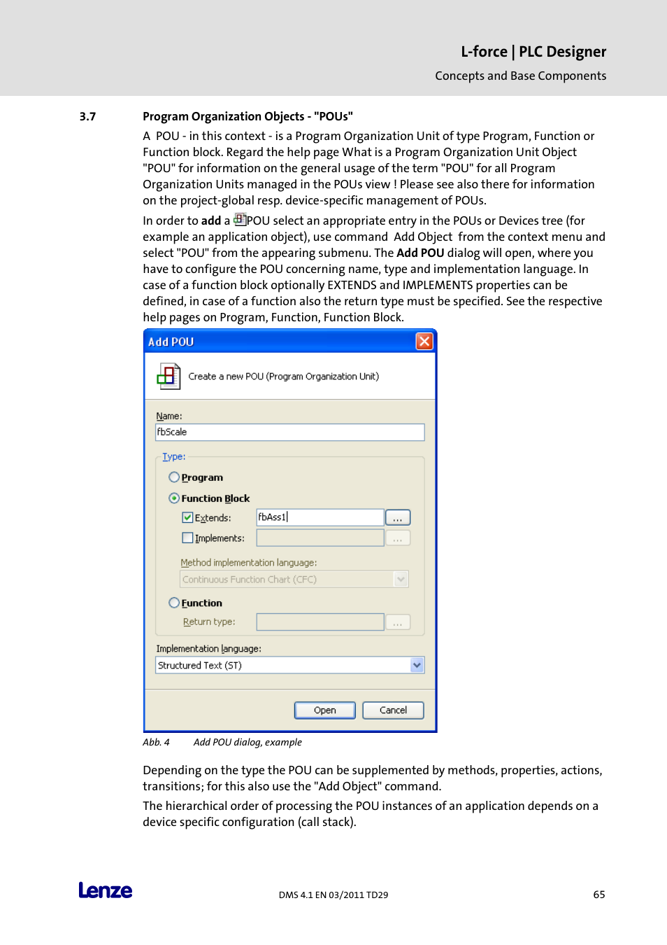 Program organization objects - "pous, L-force | plc designer | Lenze PLC Designer PLC Designer (R3-1) User Manual | Page 67 / 1170