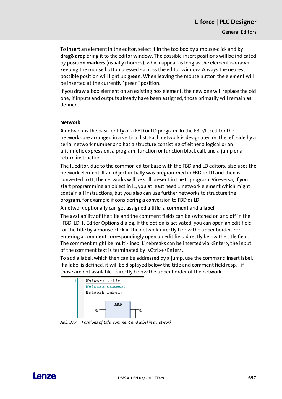 Network, L-force | plc designer | Lenze PLC Designer PLC Designer (R3-1) User Manual | Page 699 / 1170