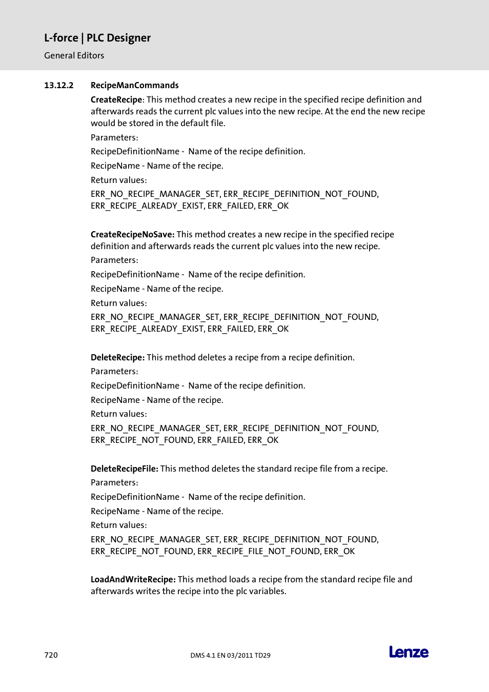 Recipemancommands, L-force | plc designer | Lenze PLC Designer PLC Designer (R3-1) User Manual | Page 722 / 1170