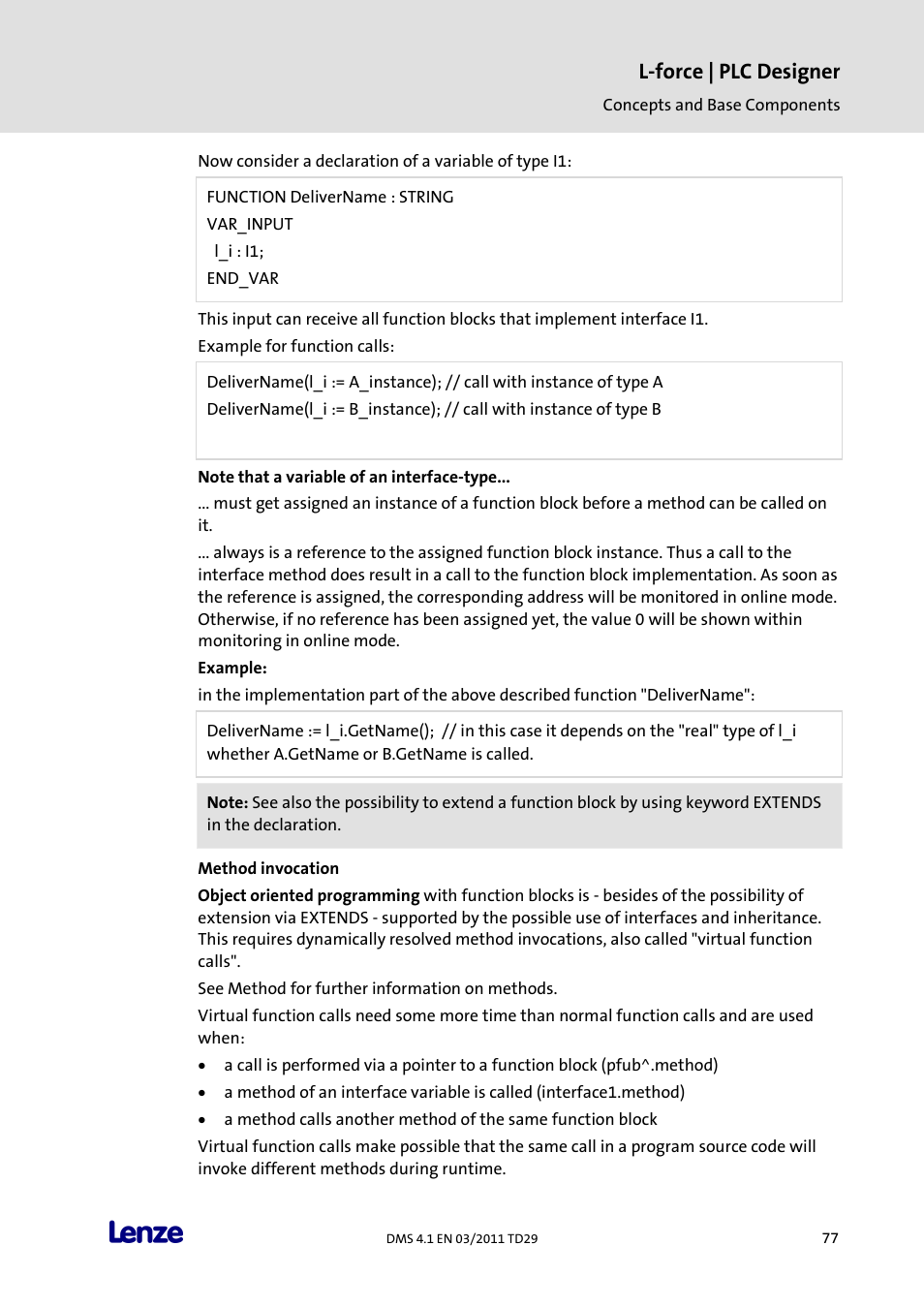 Method invocation, L-force | plc designer | Lenze PLC Designer PLC Designer (R3-1) User Manual | Page 79 / 1170