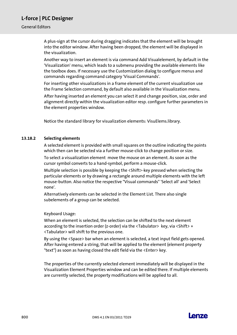 Selecting elements, L-force | plc designer | Lenze PLC Designer PLC Designer (R3-1) User Manual | Page 802 / 1170