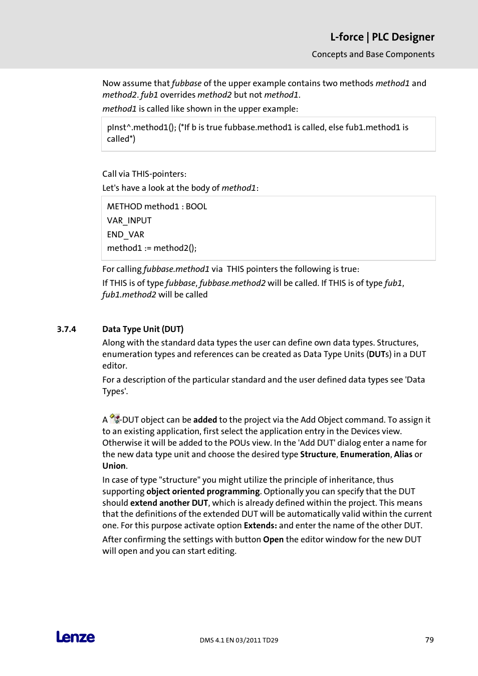 Data type unit (dut), L-force | plc designer | Lenze PLC Designer PLC Designer (R3-1) User Manual | Page 81 / 1170