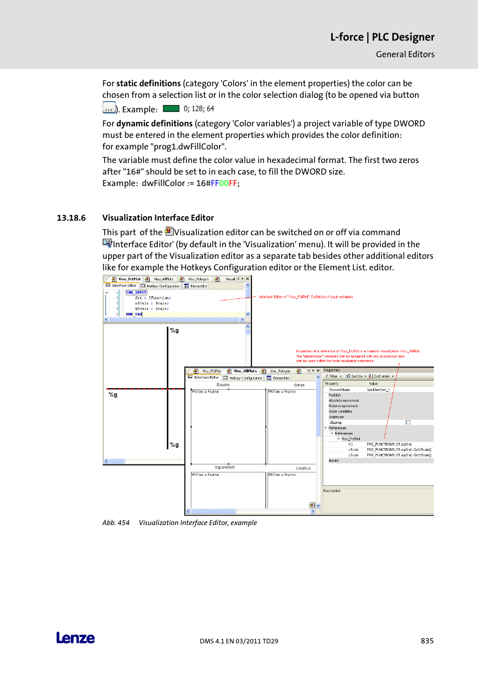 Visualization interface editor, L-force | plc designer | Lenze PLC Designer PLC Designer (R3-1) User Manual | Page 837 / 1170