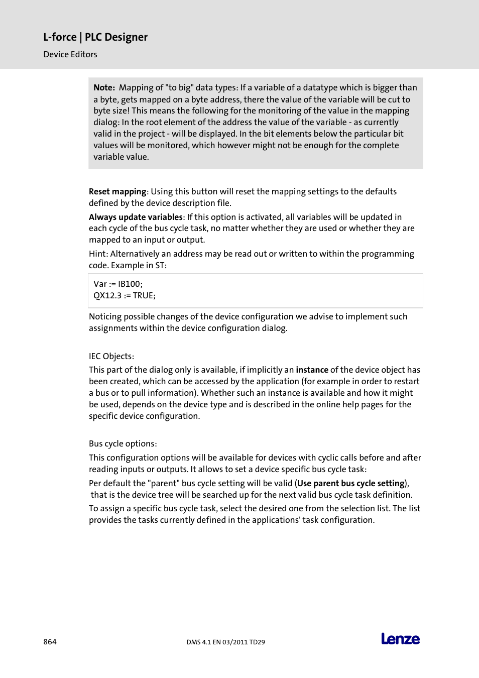 L-force | plc designer | Lenze PLC Designer PLC Designer (R3-1) User Manual | Page 866 / 1170