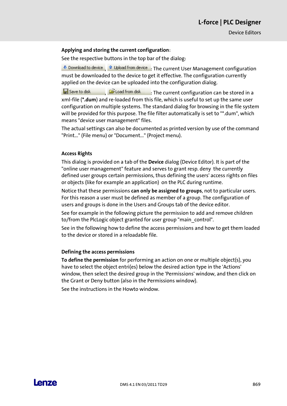 Access rights, L-force | plc designer | Lenze PLC Designer PLC Designer (R3-1) User Manual | Page 871 / 1170