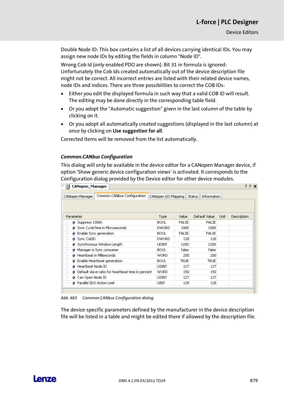 Common.canbus configuration, L-force | plc designer | Lenze PLC Designer PLC Designer (R3-1) User Manual | Page 881 / 1170