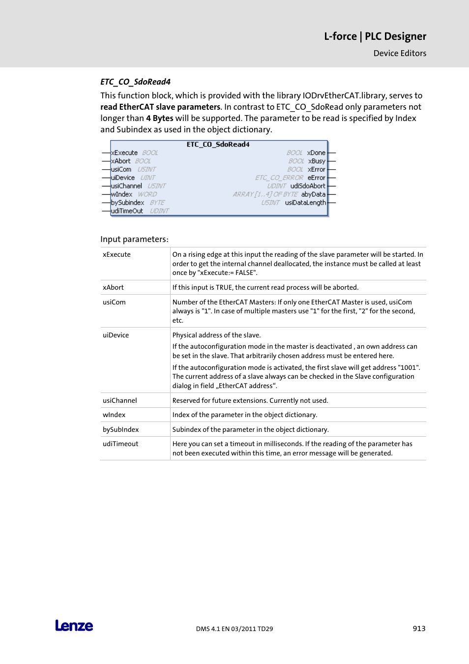 Etc_co_sdoread4, L-force | plc designer | Lenze PLC Designer PLC Designer (R3-1) User Manual | Page 915 / 1170