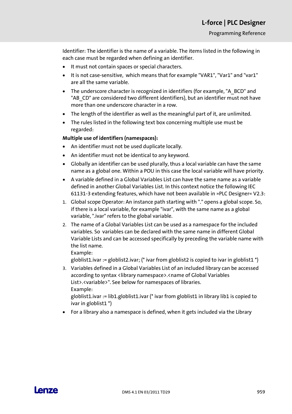 L-force | plc designer | Lenze PLC Designer PLC Designer (R3-1) User Manual | Page 961 / 1170