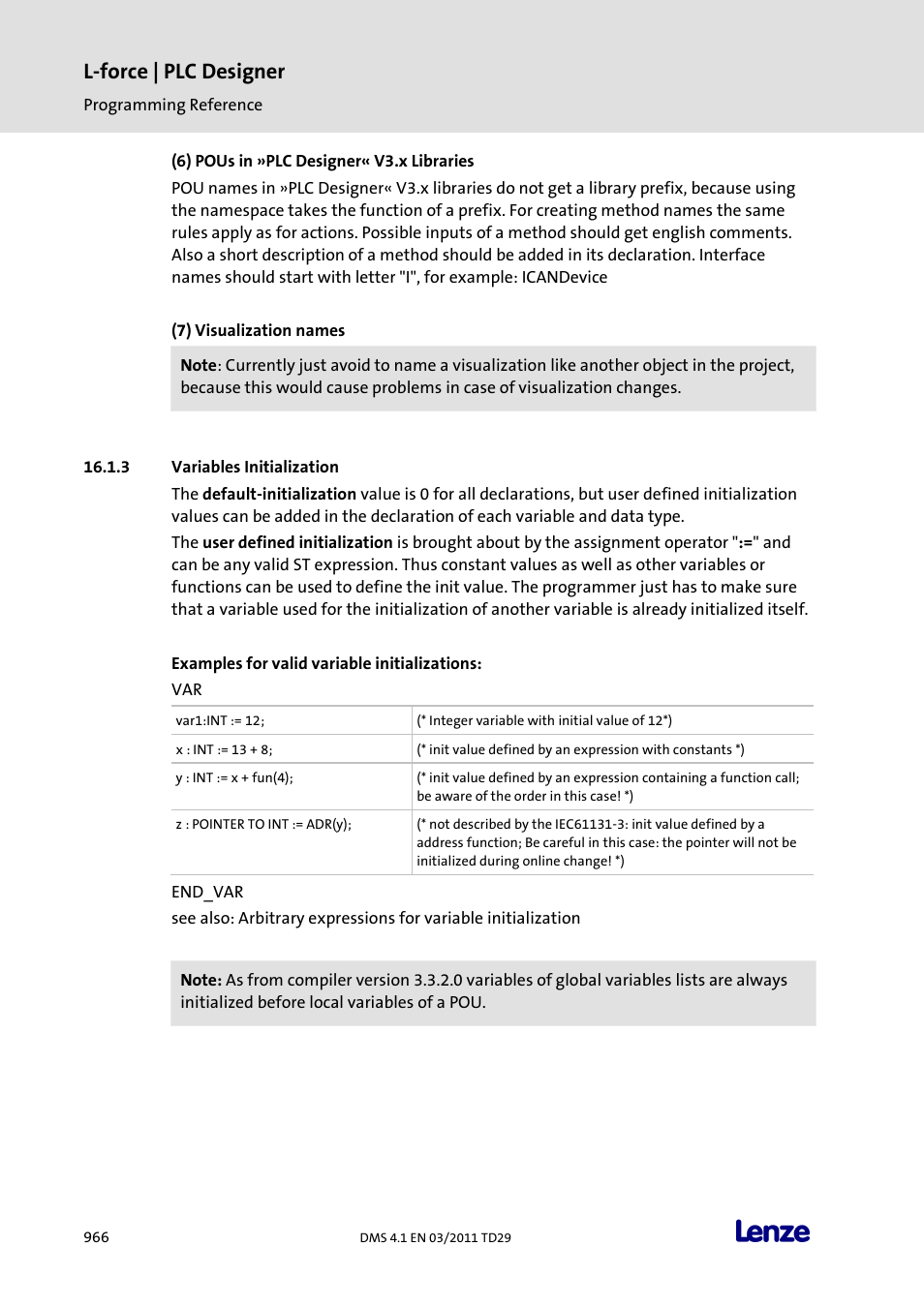 Variables initialization, L-force | plc designer | Lenze PLC Designer PLC Designer (R3-1) User Manual | Page 968 / 1170