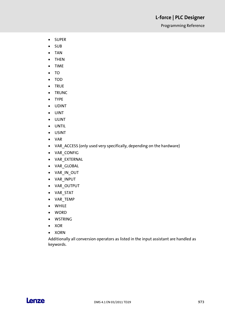 L-force | plc designer | Lenze PLC Designer PLC Designer (R3-1) User Manual | Page 975 / 1170