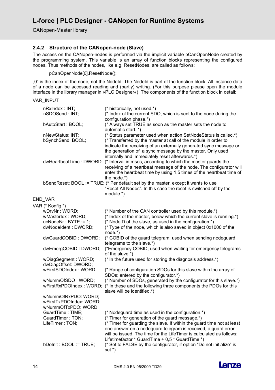 2 structure of the canopen-node (slave), Structure of the canopen-node (slave) | Lenze PLC Designer PLC Designer (R2-x) CANopen for Runtime Systems User Manual | Page 15 / 56