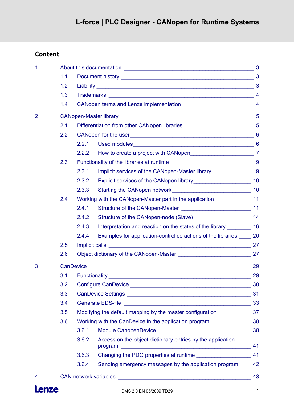 Lenze PLC Designer PLC Designer (R2-x) CANopen for Runtime Systems User Manual | Page 2 / 56